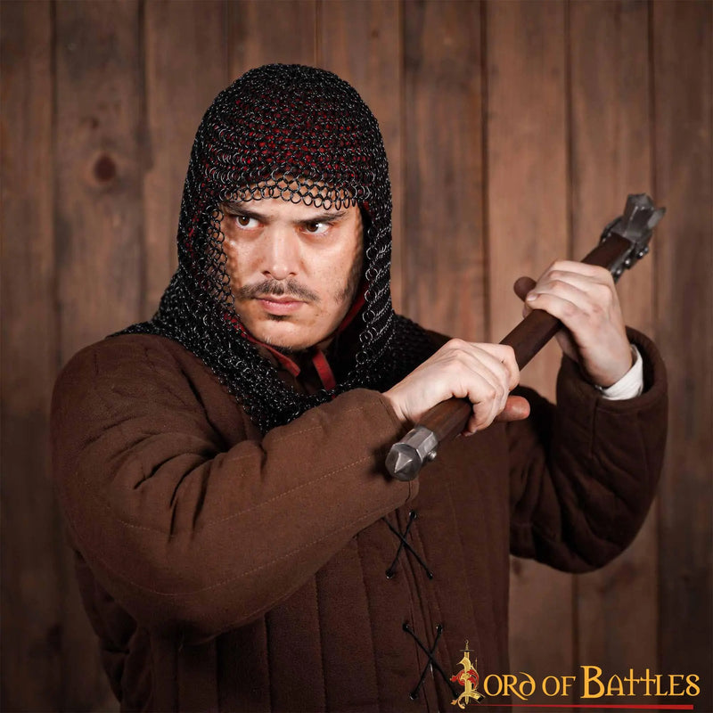 Kettenhaube, schwarz, ungeklonken, runde Ringe