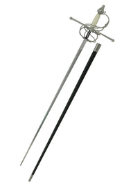 Rapier met benen grip en beugelgevest, scherp