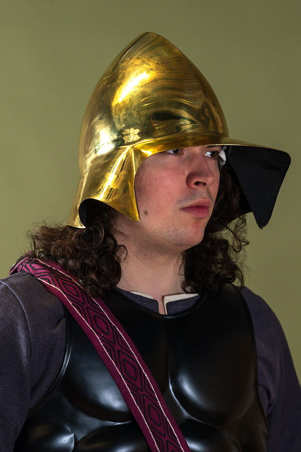 Greek Boeotian helmet, brass, 1-1.2 mm
