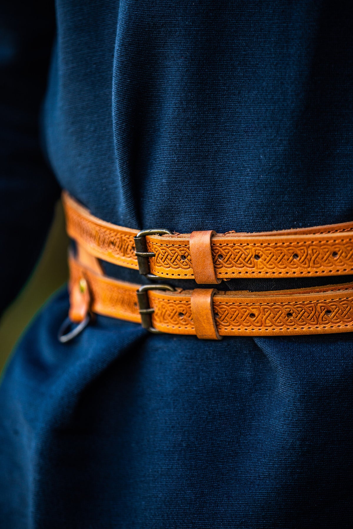 Dubbele Viking riem Floki, lichtbruin