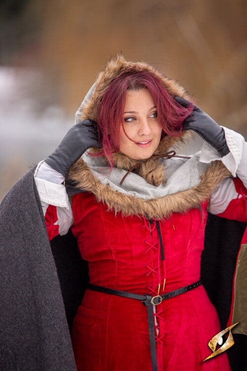 Capucha Geralt, gris, mezcla de lana