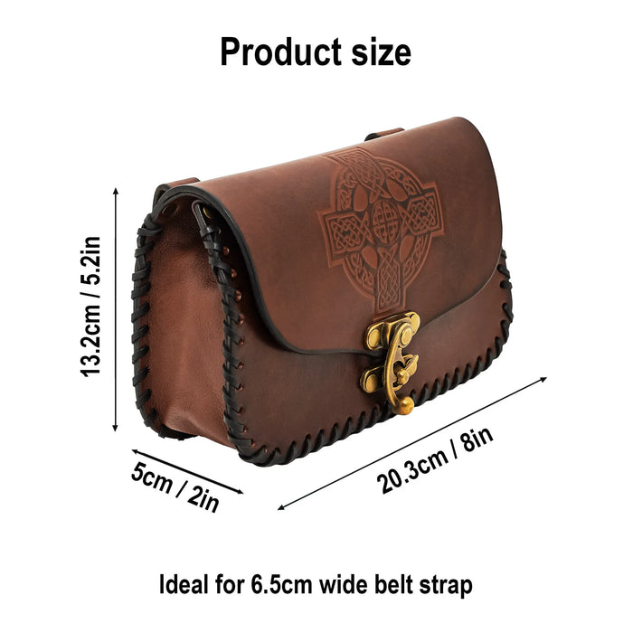 Leren tas met Keltisch kruis, groen