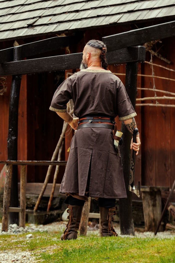 Celtic tunic, short sleeves, dark brown