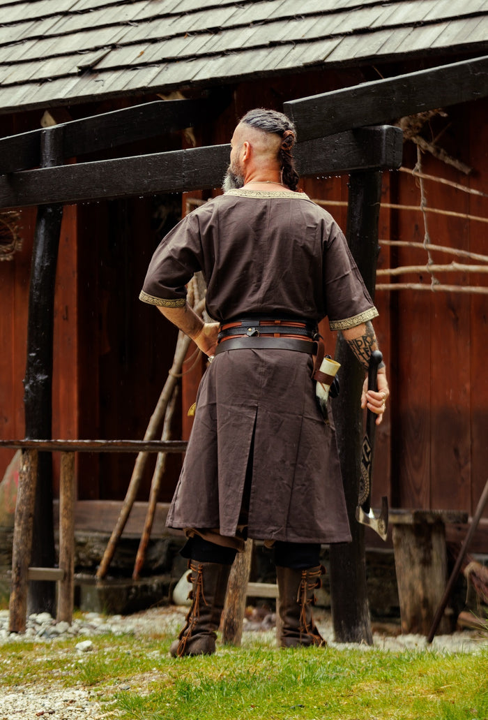 Celtic tunic, short sleeves, dark brown