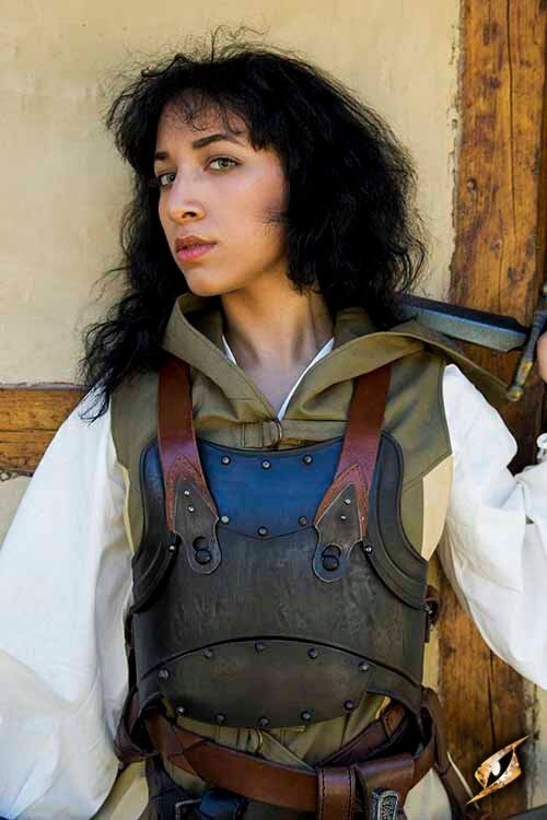 Merc stål-læder brystpanser, bronzeret, 1 mm