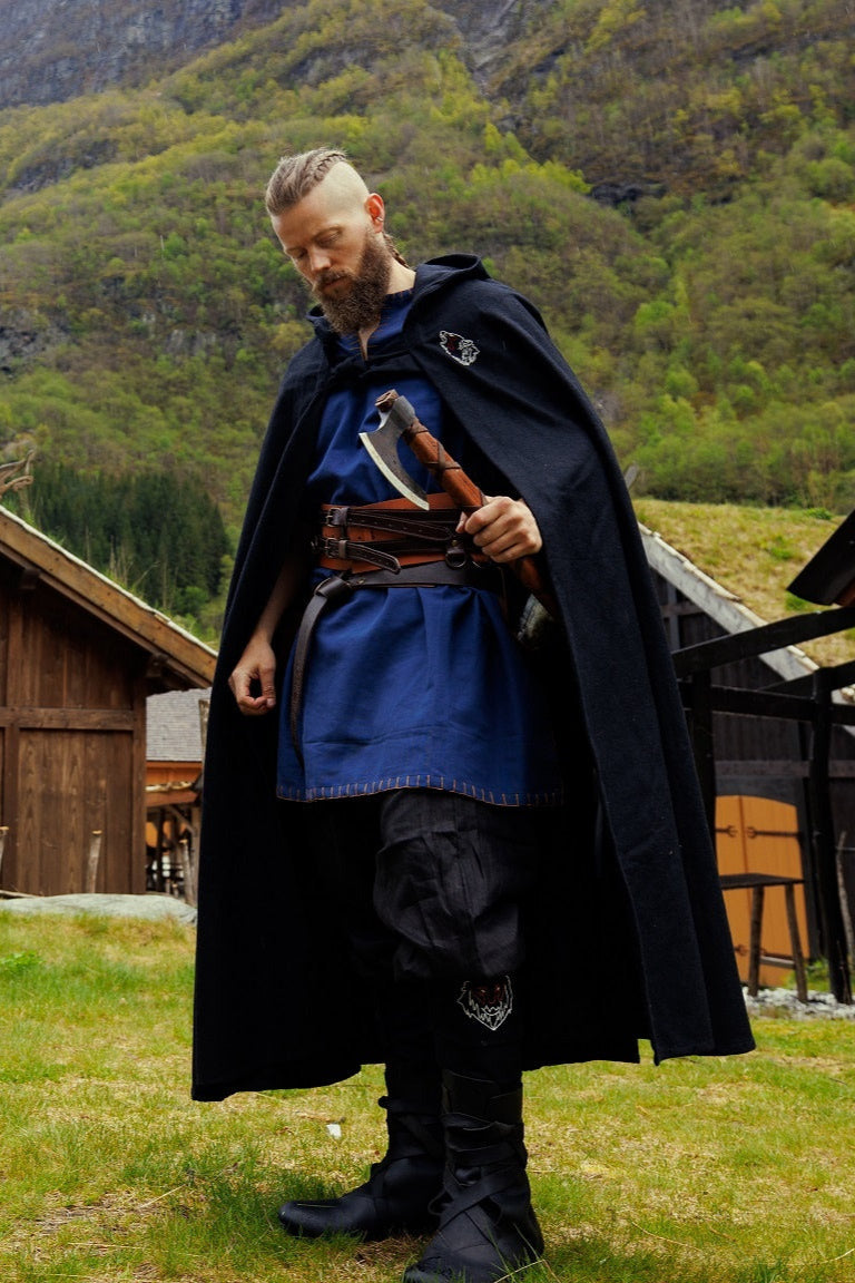 Vikingekappe Fenrir, sort, uldblanding