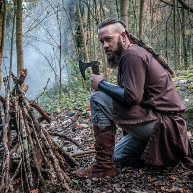 Pantalon viking Jorvik, gris, mélange de laine