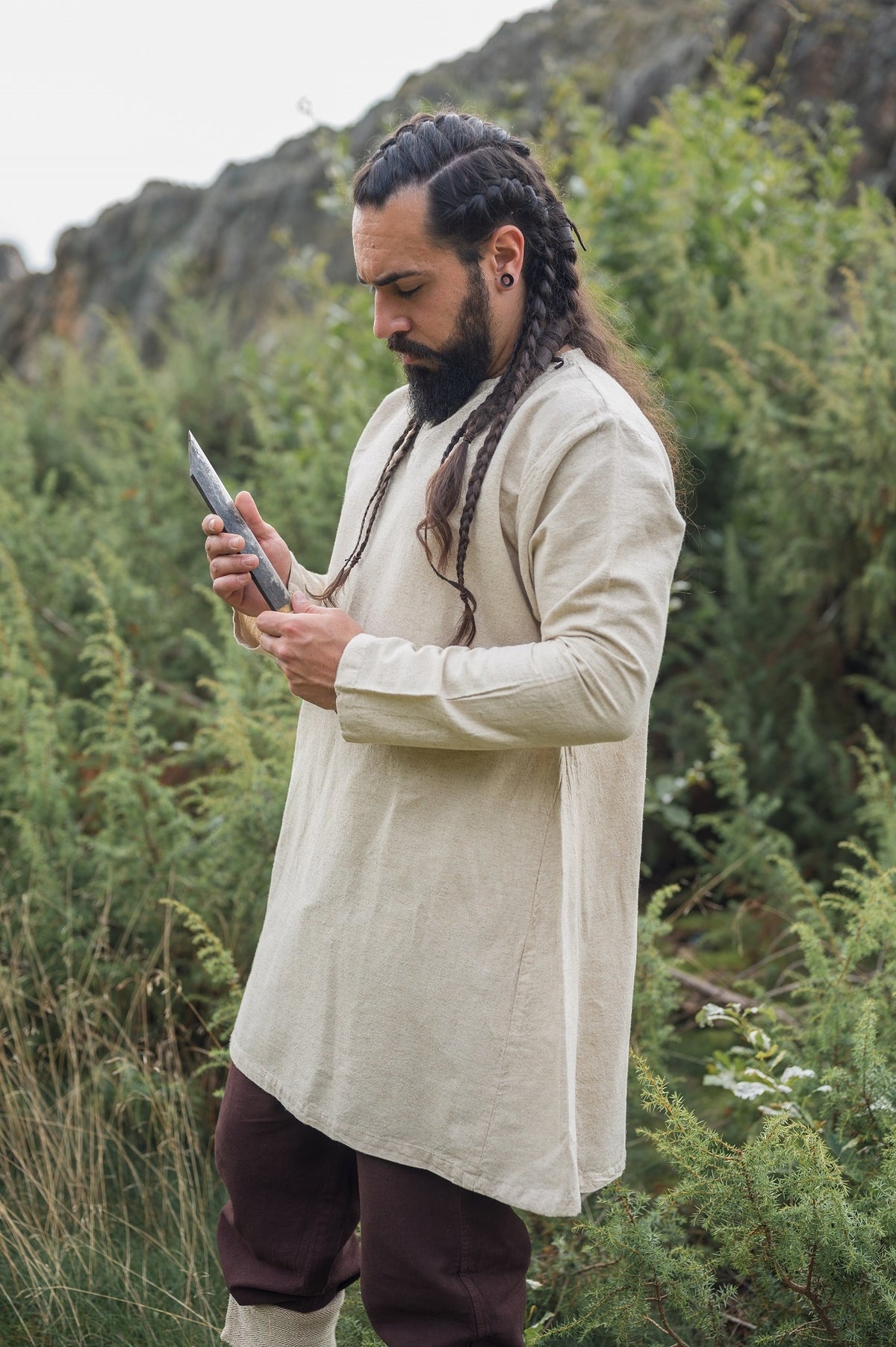 Tunique viking Ragnar lin, naturel