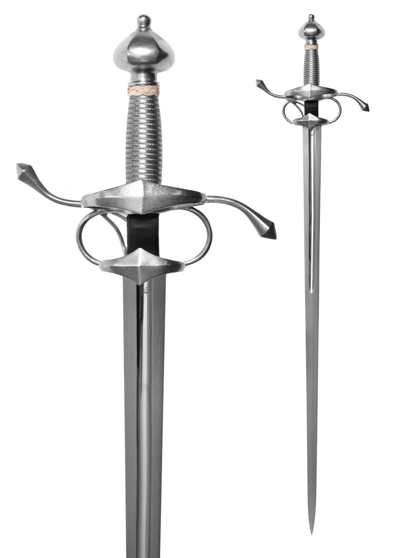 Espada lateral con empuñadura de alambre de acero, afilada