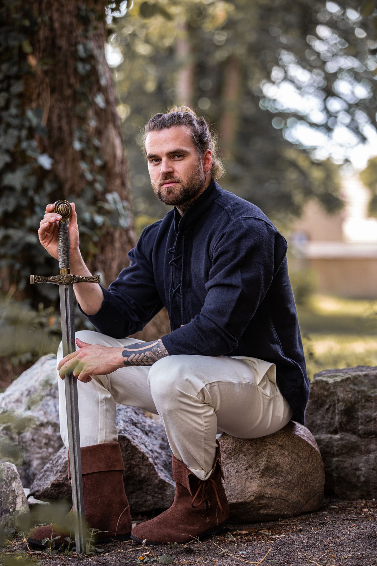 Camisa de algodón grueso, negra