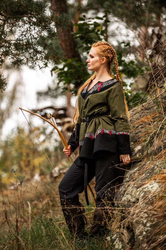 Wikińska tunika Haakon, oliwkowozielona