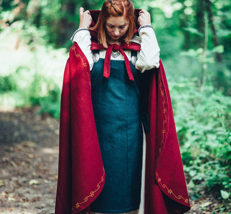 Mantel Ceridwen, röd, ullmix