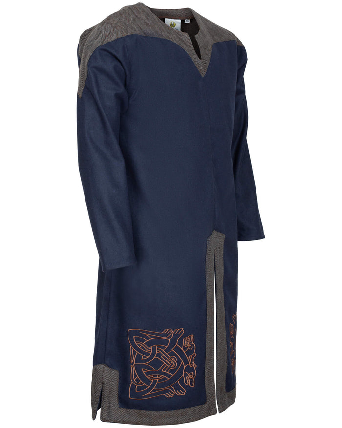 Broderad Norgaard-tunika, ullmix, blå