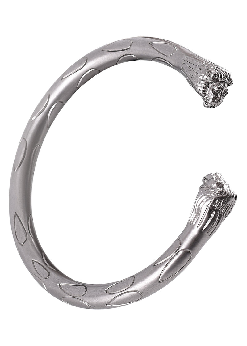 Roman armillae with lion heads, pair, silver-plated brass