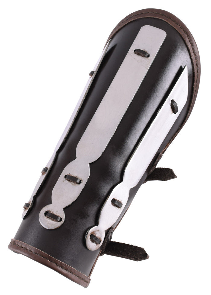 Aerdwulf-Armschiene aus Leder, Unterarmschutz, mit Metallstreifen