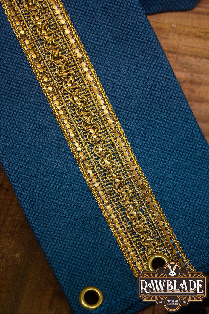 Jeanne stofbælte, blå-guld