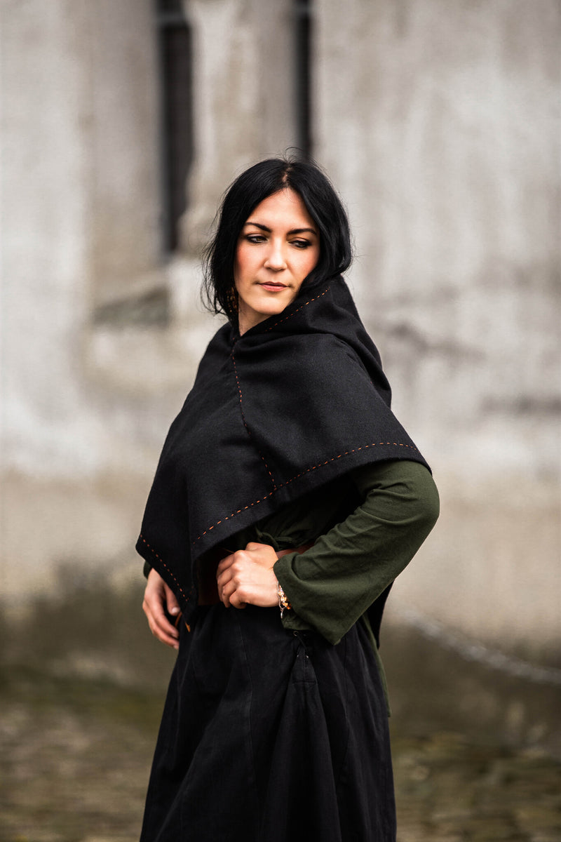 Capuchon Skjoldehamm Halfdan, noir, mélange de laine