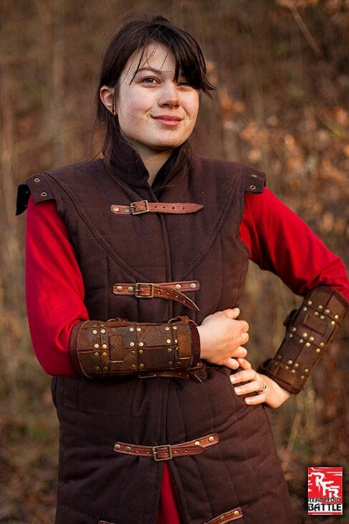 Fighter Lederarmschienen, Unterarmschützer, braun