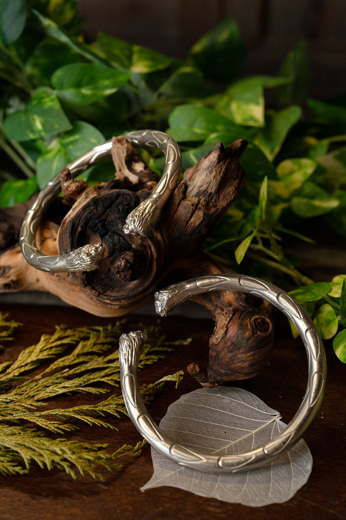 Romerske armillae med løvehoveder, par, forsølvet messing