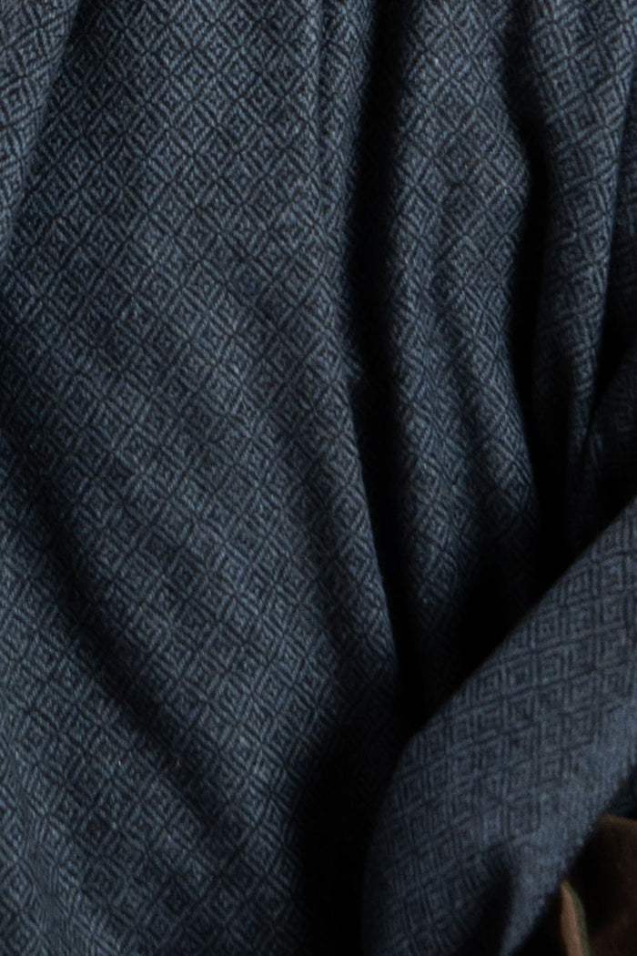 Wikinger Mantel Hjalmar mit Diamantbindung, Wolle, blau schwarz