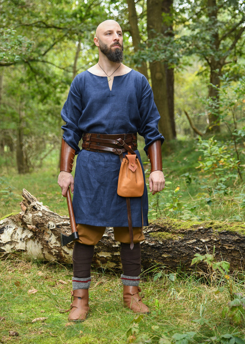 Middelalderlig hør-tunika, blå