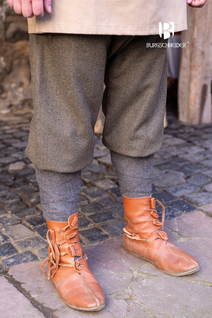 Vikingebukser med sildebensmønster Ivar, uldblanding, olivengrå