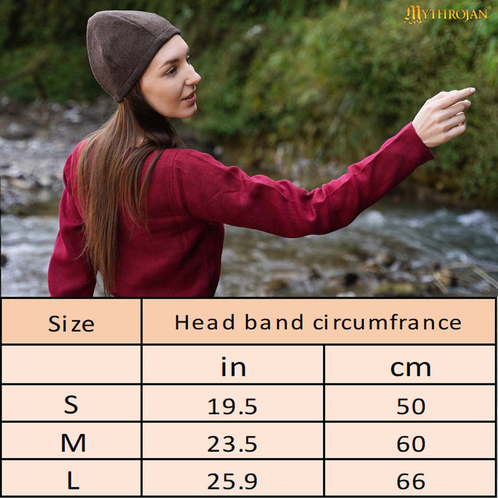 Wikińska czapka Birka, 100% wełna, brązowa