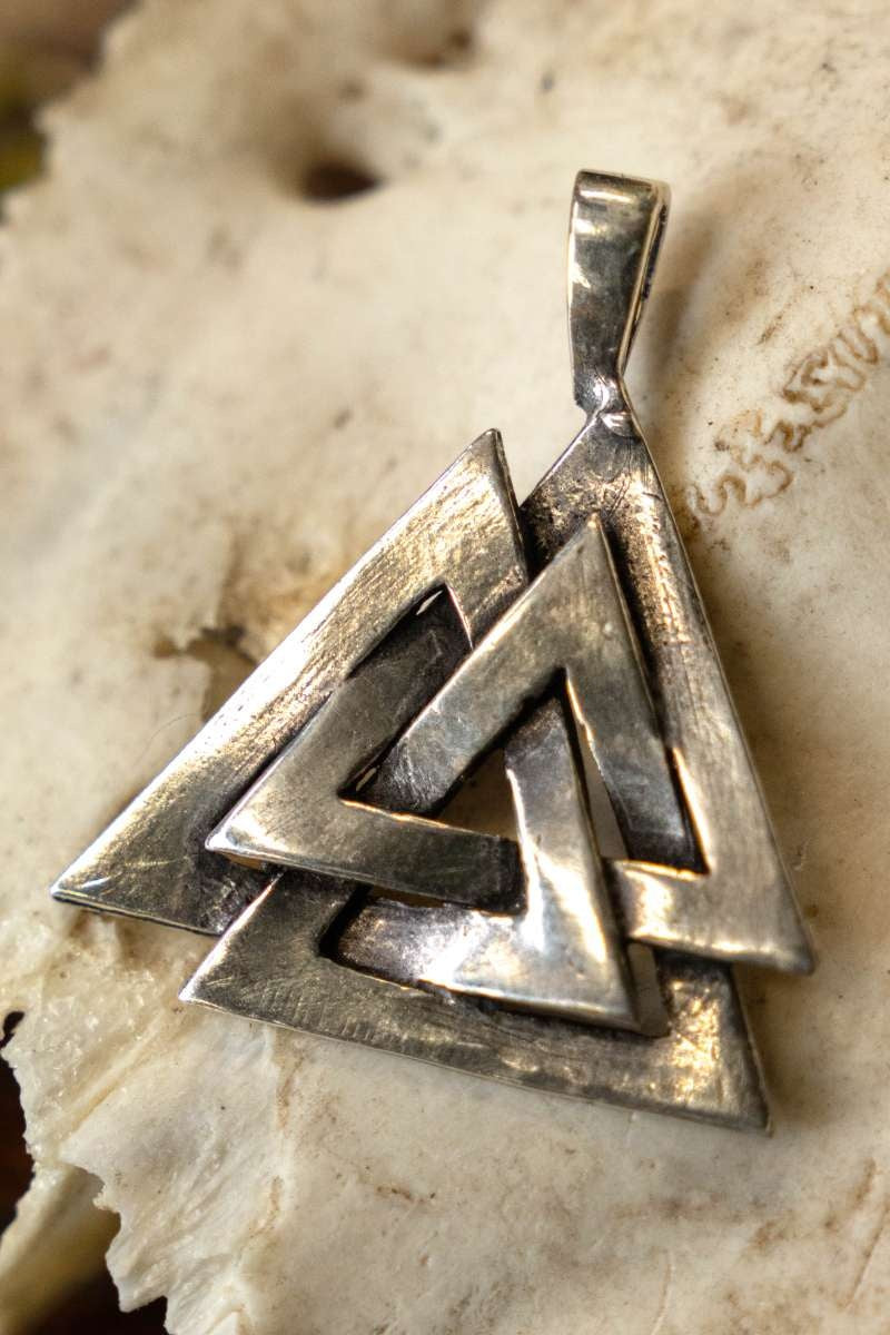 Valknut, silver-plated bronze