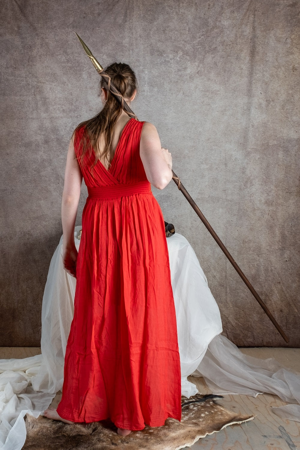 Goddess dress Penelope, coral red