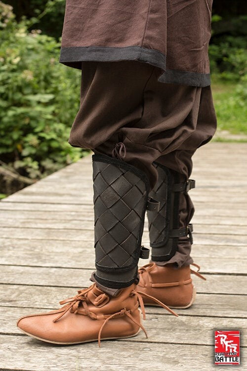 RFB Leder Wikinger Schienbeinschützer, schwarz, Paar