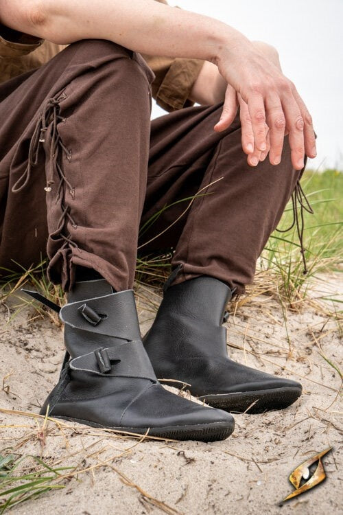 Scarpe vichinghe Jorvik con suola in gomma, nere