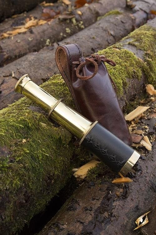Telescope with leather pouch