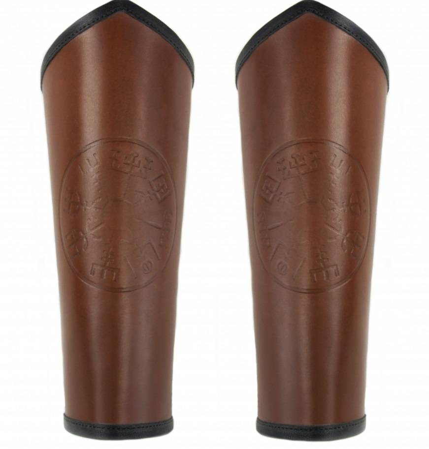 Vegvisir läderbracers, underarmsskydd, bruna
