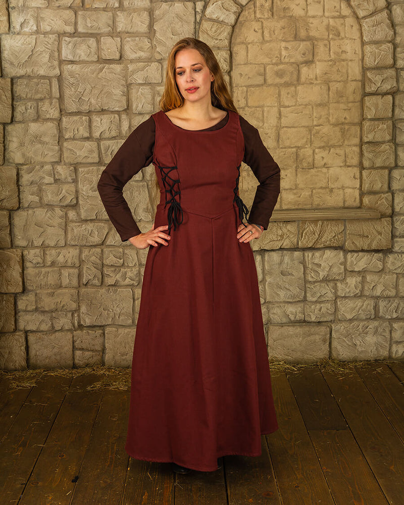 Middelalderlig surcot Uma, rød