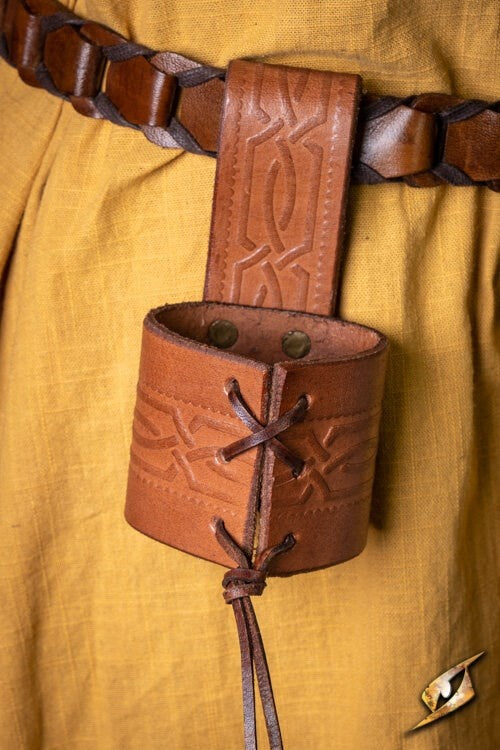 Læder drikkehornsholder Edda, brun