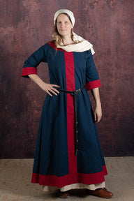 Karolingische jurk Clotilde, dalmatica, blauw-rood