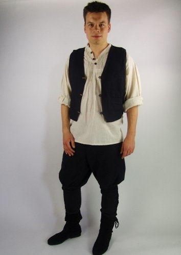 1600 tals livstycke med knappar, svart