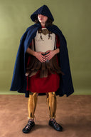 Manto medieval Karen, mezcla de lana, azul