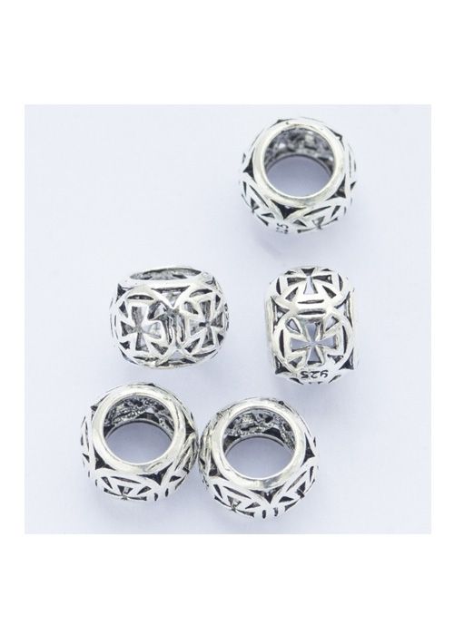 Perle de barbe avec croix des Templiers, argent sterling