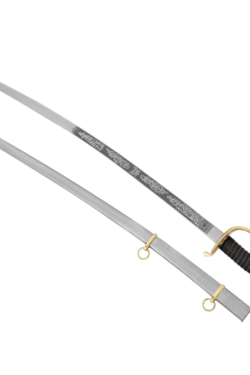 Sabre de cavalerie Guerre civile américaine avec gravures, semi-tranchant