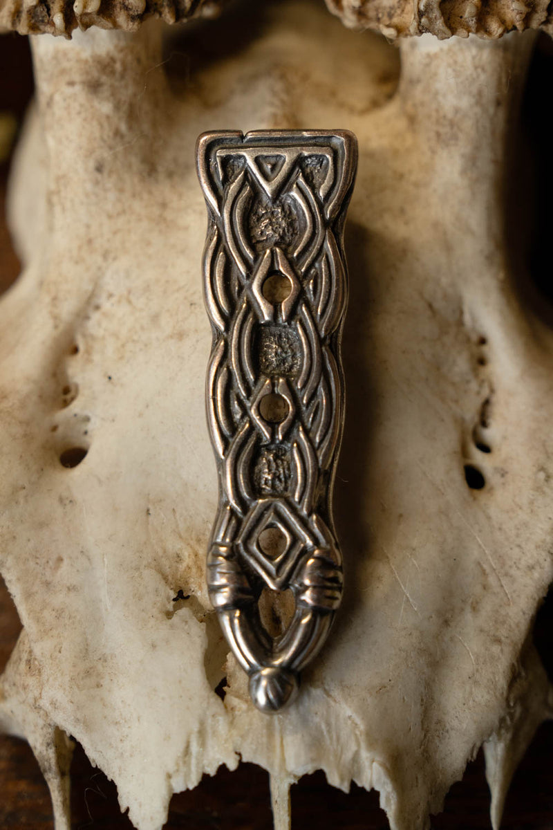 Birka belt end Borre style, silvered