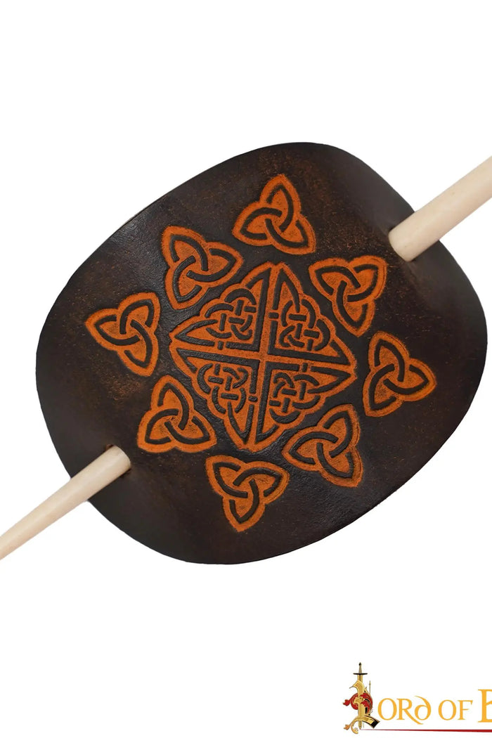 Hairpin with Celtic knots, leather