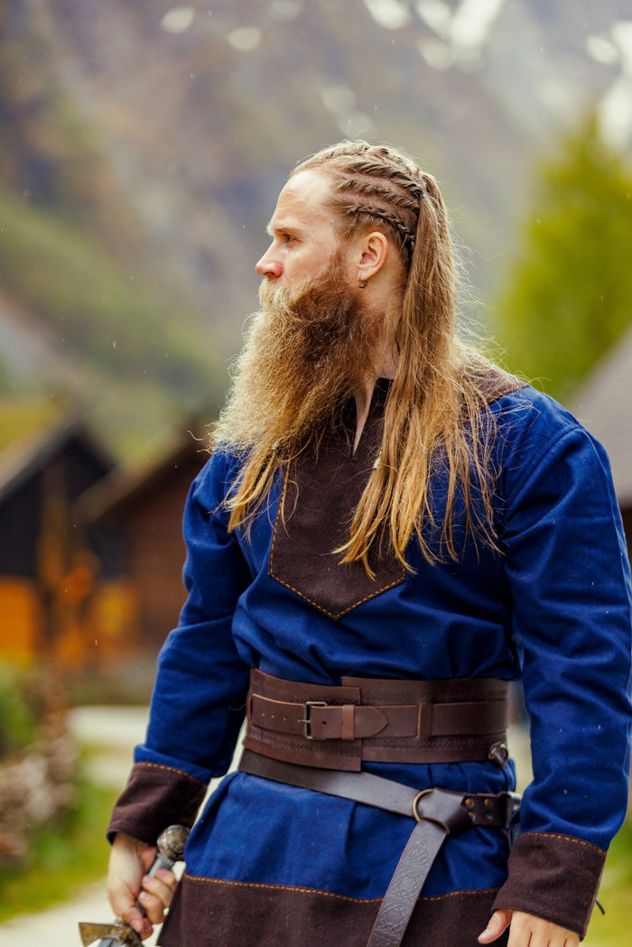 Vikingetunika Roland, uldmix, blå