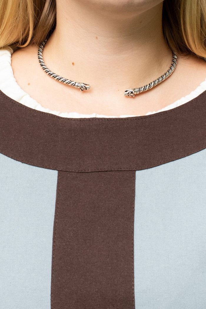 Frühmittelalterliches Kleid Clotilde, blau braun