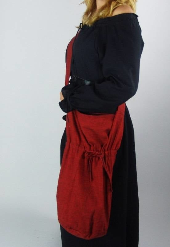 Textile shoulder bag, red