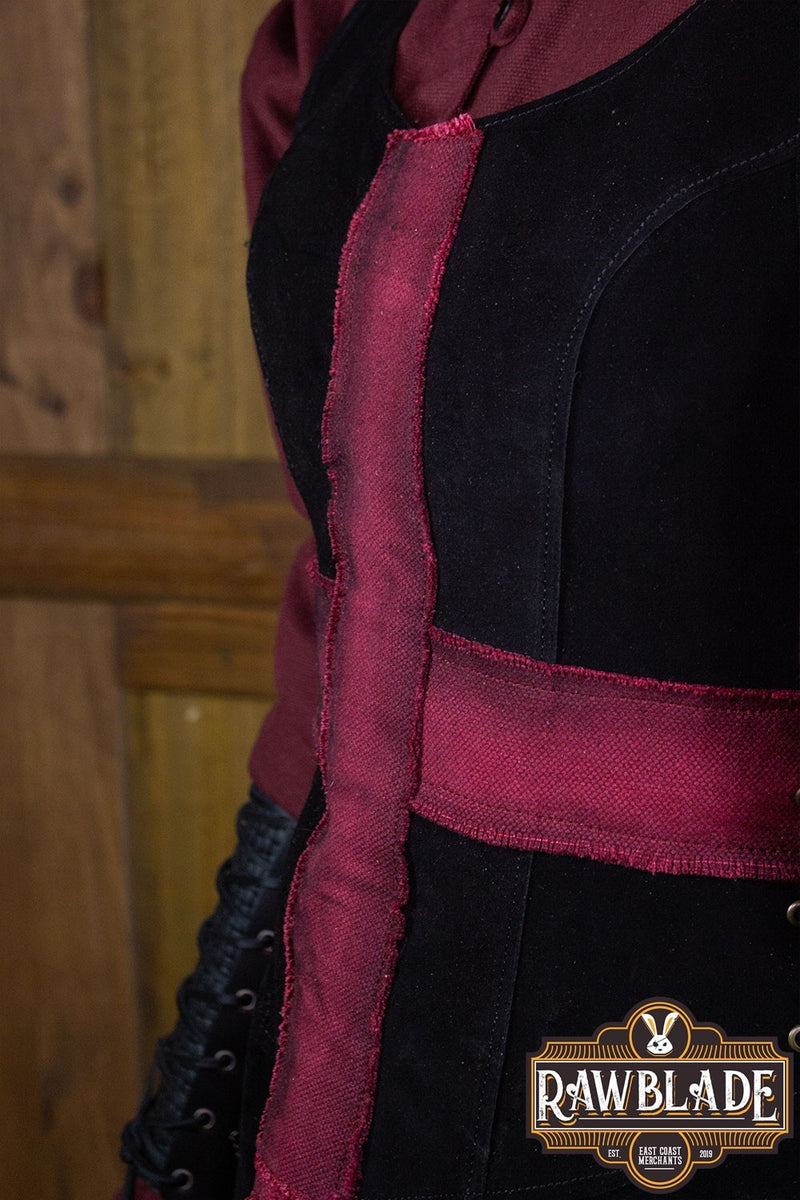 Kruisridder Tabard, vrouw - zwart/rood