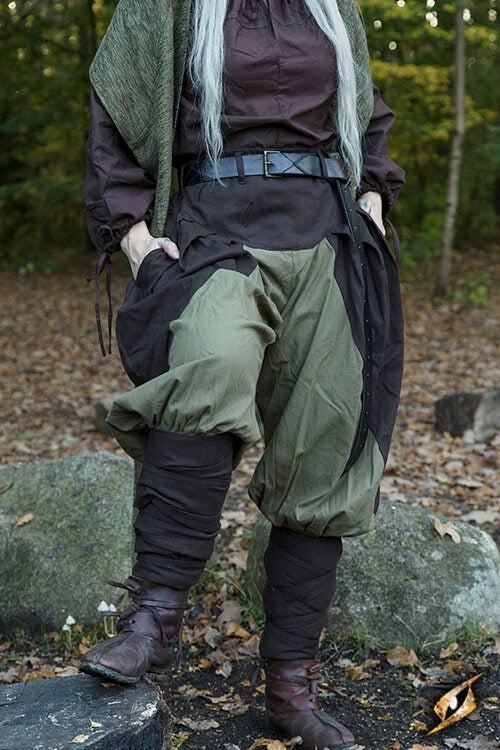 Pantaloni rinascimentali Raphael, marrone-verde