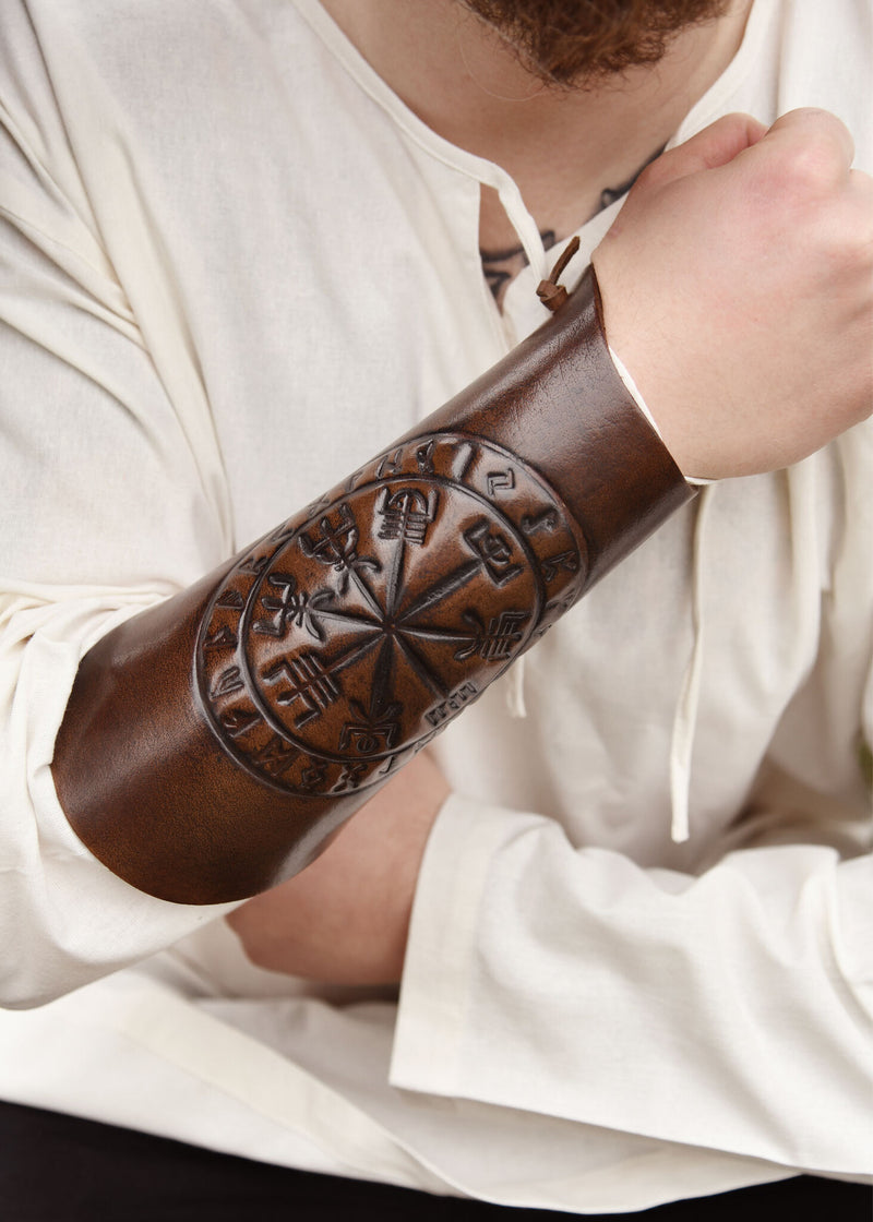 Brazales de cuero Vegvisir, protectores de antebrazo