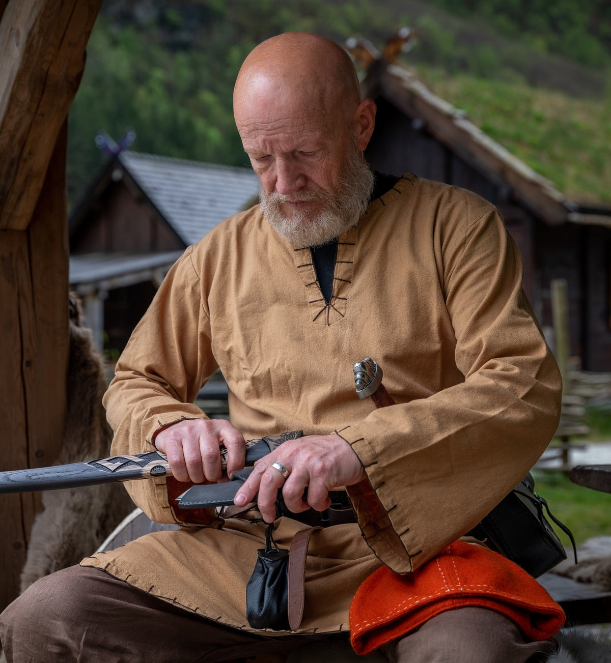 Tunika z autentycznym obszyciem, miodowobrązowa