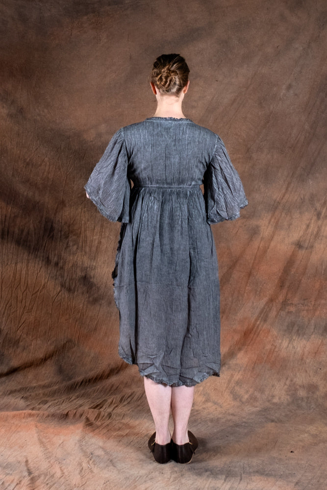 Frieda zomerjurk, grijsblauw